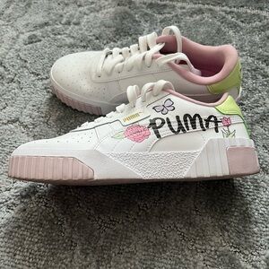 Puma White and Pink Retro-Inspired Sneakers with Chunky Sole